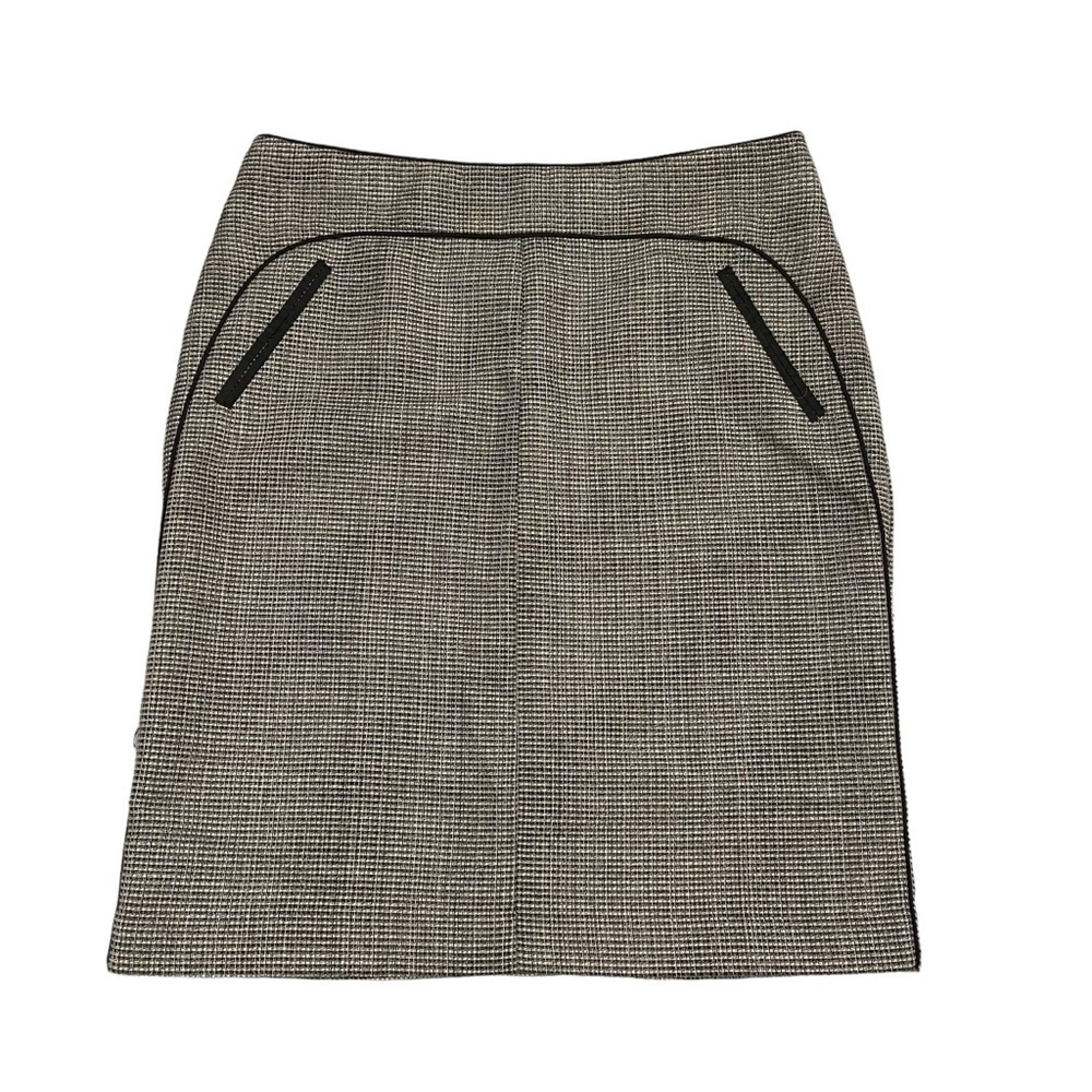 Mario Serrani tweed skirt black white gold silver pockets high waist NWT size 10